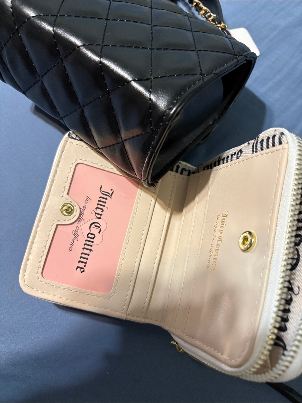 Juicy Couture Black Quilted wristlet with mini black crossbody purse. Nwt. - Picture 10 of 15